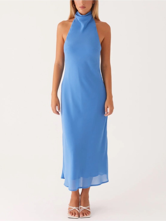 Peppermayo Dresses & Skirts - PEPPERMAYO WOMENS SHELLY MIDI HALTER DRESS AZURE BLUE 10 NEW WITH TAGS